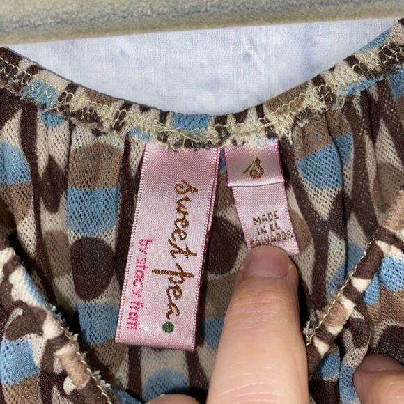 Sweet pea by Stacy frati drop waist double layer print dress sz small girls - Picture 7 of 8